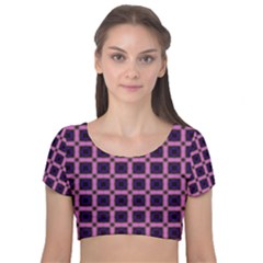 Seamless-box Puple Velvet Short Sleeve Crop Top  by nateshop