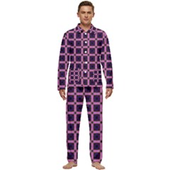 Seamless-box Puple Men s Long Sleeve Velvet Pocket Pajamas Set