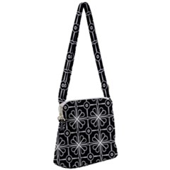 Seamless-pattern Black Zipper Messenger Bag