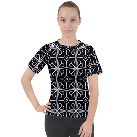 Seamless-pattern Black Women s Sport Raglan Tee by nateshop