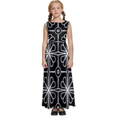 Seamless-pattern Black Kids  Satin Sleeveless Maxi Dress