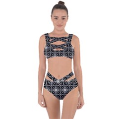 Seamless-pattern Black Bandaged Up Bikini Set  by nateshop