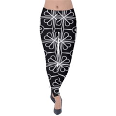 Seamless-pattern Black Velvet Leggings