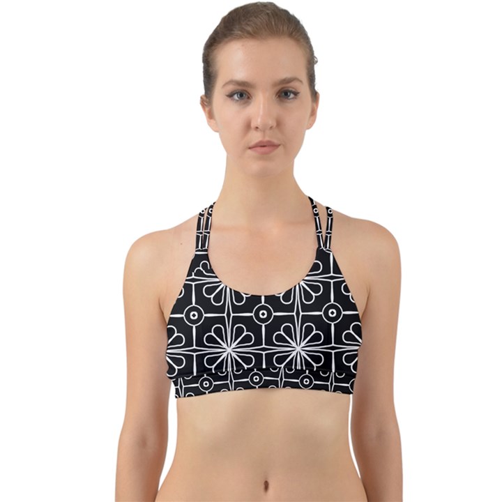 Seamless-pattern Black Back Web Sports Bra