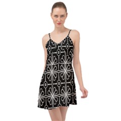 Seamless-pattern Black Summer Time Chiffon Dress