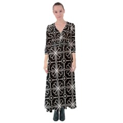 Seamless-pattern Black Button Up Maxi Dress