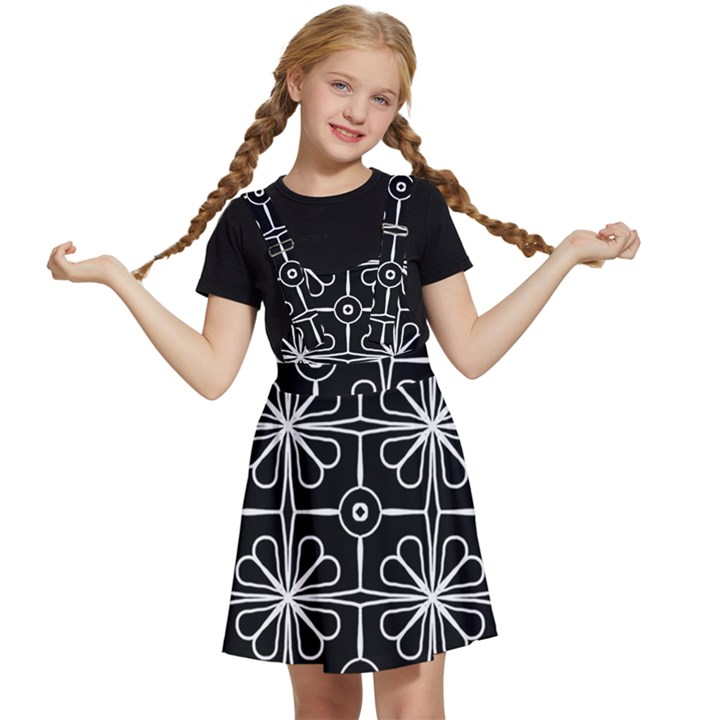 Seamless-pattern Black Kids  Apron Dress