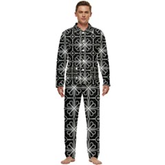 Seamless-pattern Black Men s Long Sleeve Velvet Pocket Pajamas Set