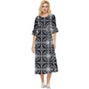 Seamless-pattern Black Double Cuff Midi Dress View1