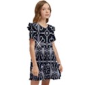 Seamless-pattern Black Kids  Frilly Sleeves Pocket Dress View2