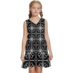 Seamless-pattern Black Kids  Sleeveless Tiered Mini Dress