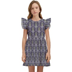 Seamless-pattern Gray Kids  Winged Sleeve Dress