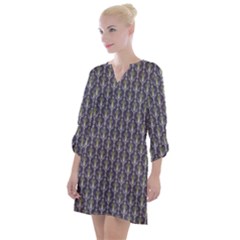 Seamless-pattern Gray Open Neck Shift Dress by nateshop