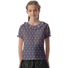 Seamless-pattern Gray Kids  Frill Chiffon Blouse by nateshop