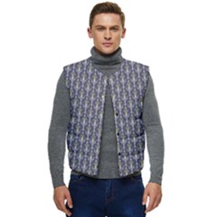 Seamless-pattern Gray Men s Short Button Up Puffer Vest	