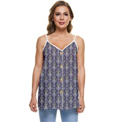 Seamless-pattern Gray Casual Spaghetti Strap Chiffon Top