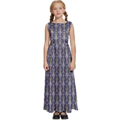 Seamless-pattern Gray Kids  Satin Sleeveless Maxi Dress