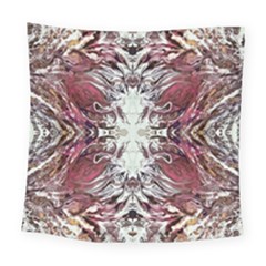 Pink On Gold Symmetry Square Tapestry (large) by kaleidomarblingart