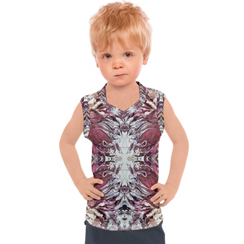 Pink On Gold Symmetry Kids  Sport Tank Top by kaleidomarblingart