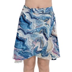 Abstract Waves Chiffon Wrap Front Skirt by kaleidomarblingart