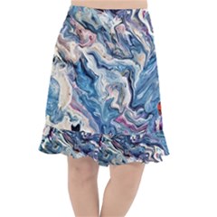 Abstract Waves Fishtail Chiffon Skirt by kaleidomarblingart