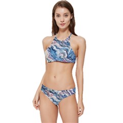 Abstract Waves Banded Triangle Bikini Set