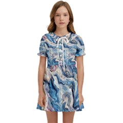 Abstract Waves Kids  Sweet Collar Dress by kaleidomarblingart