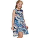 Abstract waves Kids  Frill Swing Dress View3