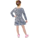 Cracked Texture Print Kids  Long Sleeve Velvet Dress View2