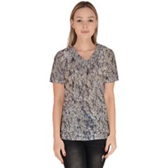 Cracked Texture Print Women s V-neck Scrub Top