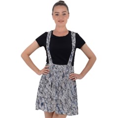 Cracked Texture Print Velvet Suspender Skater Skirt