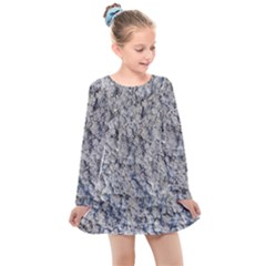 Cracked Texture Print Kids  Long Sleeve Dress