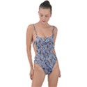 Cracked Texture Print Tie Strap One Piece Swimsuit View1