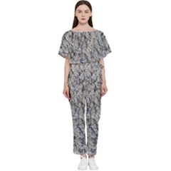 Cracked Texture Print Batwing Lightweight Chiffon Jumpsuit