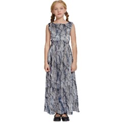 Cracked Texture Print Kids  Satin Sleeveless Maxi Dress