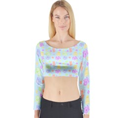 Dungeons And Cuties In Blue Long Sleeve Crop Top by thePastelAbomination