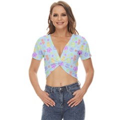 Dungeons And Cuties In Blue Twist Front Crop Top