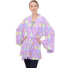 Dungeons And Cuties Long Sleeve Velvet Kimono  by thePastelAbomination