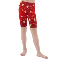 Background Christmas Decoration Holiday Xmas Shiny Kids  Mid Length Swim Shorts by artworkshop