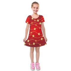 Background Christmas Decoration Holiday Xmas Shiny Kids  Short Sleeve Velvet Dress by artworkshop