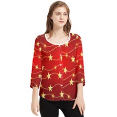 Background Christmas Decoration Holiday Xmas Shiny Chiffon Quarter Sleeve Blouse by artworkshop