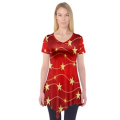 Background Christmas Decoration Holiday Xmas Shiny Short Sleeve Tunic  by artworkshop