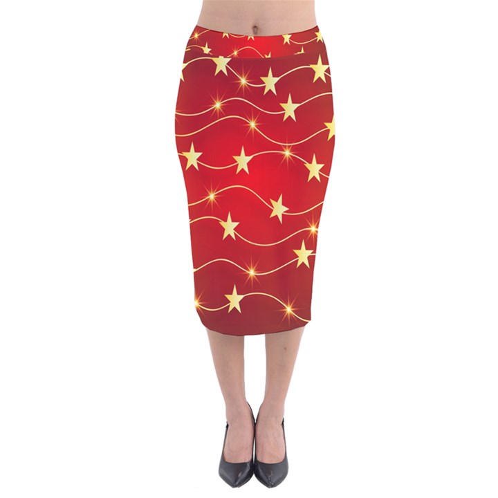 Background Christmas Decoration Holiday Xmas Shiny Velvet Midi Pencil Skirt