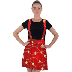 Background Christmas Decoration Holiday Xmas Shiny Velvet Suspender Skater Skirt by artworkshop