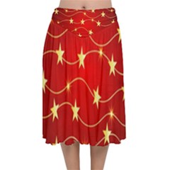 Background Christmas Decoration Holiday Xmas Shiny Velvet Flared Midi Skirt by artworkshop