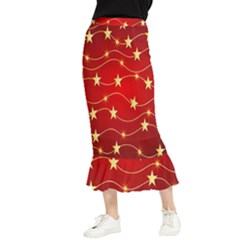 Background Christmas Decoration Holiday Xmas Shiny Maxi Fishtail Chiffon Skirt by artworkshop