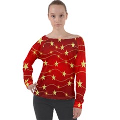 Background Christmas Decoration Holiday Xmas Shiny Off Shoulder Long Sleeve Velour Top by artworkshop