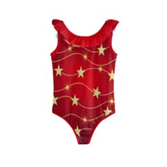 Background Christmas Decoration Holiday Xmas Shiny Kids  Frill Swimsuit by artworkshop