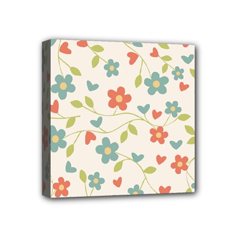  Background Colorful Floral Flowers Mini Canvas 4  X 4  (stretched) by artworkshop