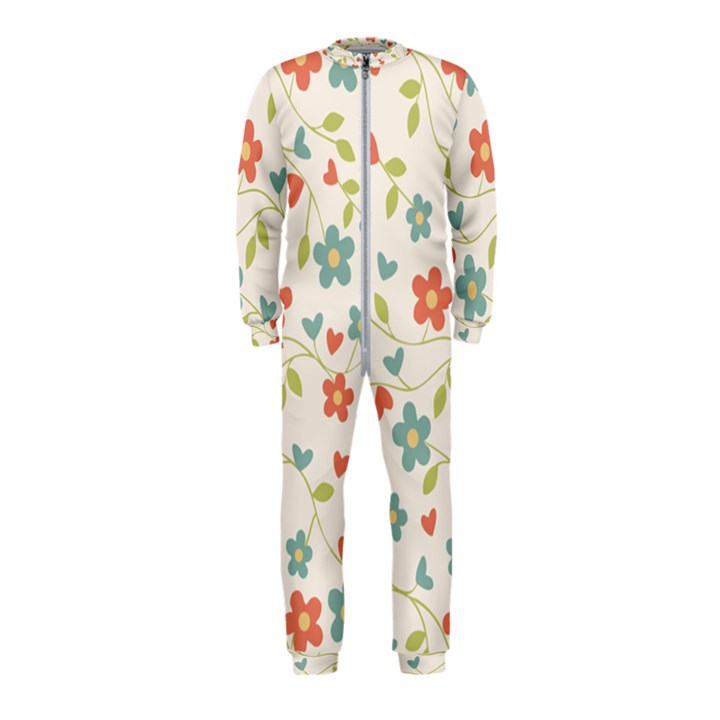  Background Colorful Floral Flowers OnePiece Jumpsuit (Kids)